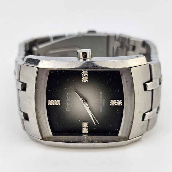 Armitron Men's Watch Black Dial 7.5" WORKING MISSING CRYSTAL SELLING FOR PARTS - Picture 5 of 12